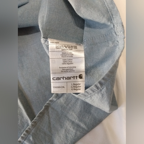 Like New Carhartt Soft Cotton Made in India Short Sleeve Button work Shirt L XL - Picture 12 of 13